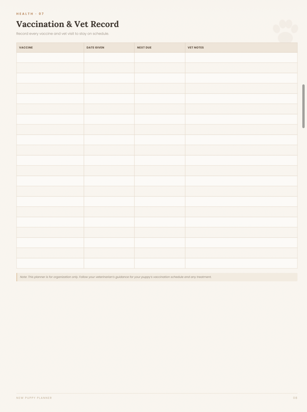 New Puppy Planner | Puppy Care & Training Tracker