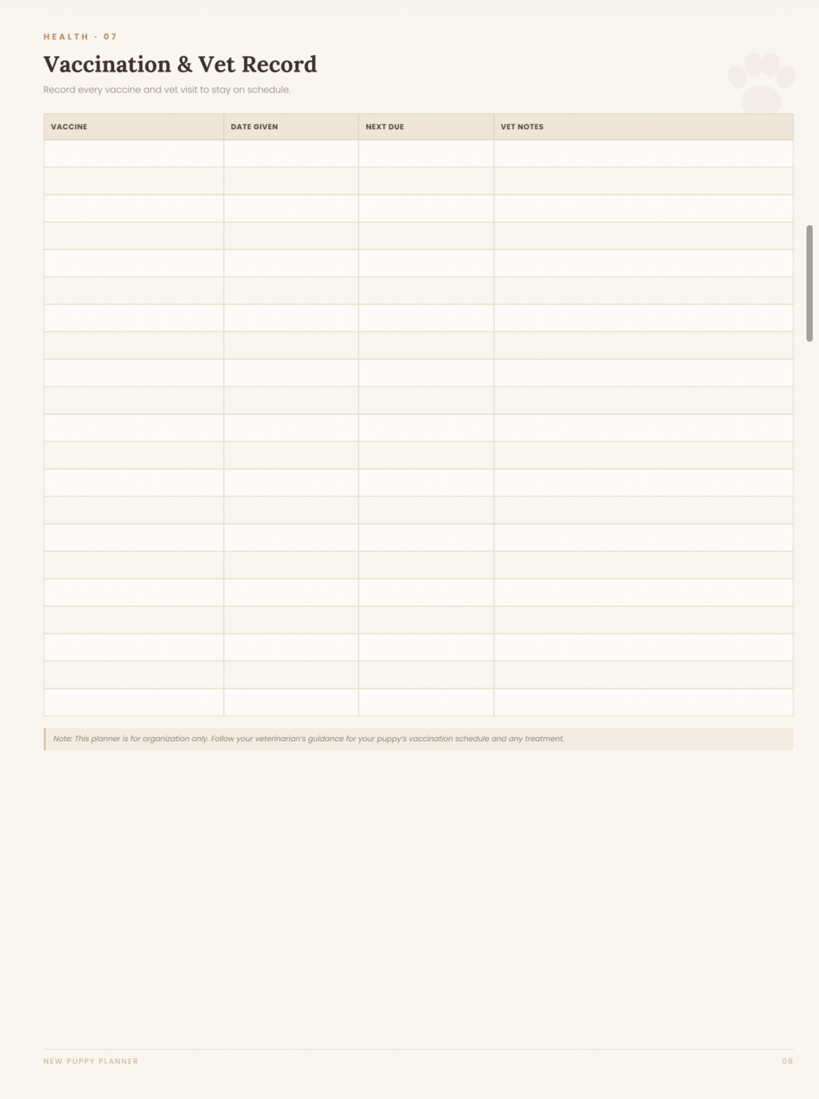 New Puppy Planner | Puppy Care & Training Tracker
